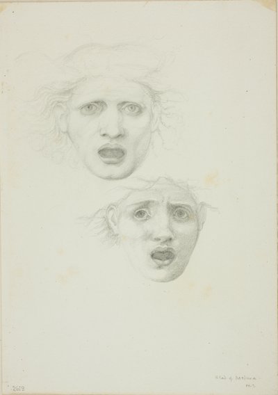 Chefe da Medusa, dois estudos para Rondanini Medusa de Sir Edward Burne Jones