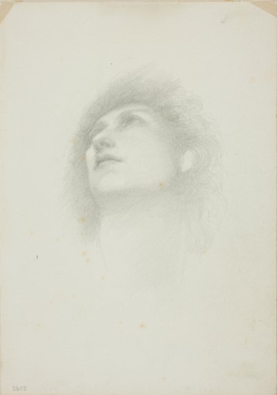 Cabeça de uma mulher com o rosto virado para cima de Sir Edward Burne Jones