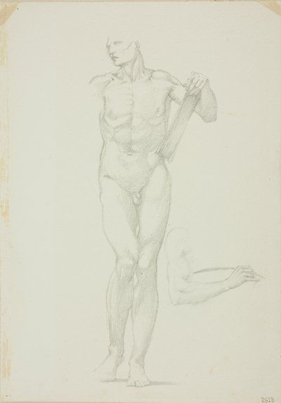 Macho em pé com Tablet; esboço separado do braço direito de Sir Edward Burne Jones