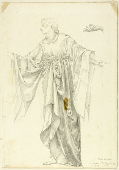 Estudo para a figura da "ociosidade" - A romã da rosa de Sir Edward Burne Jones