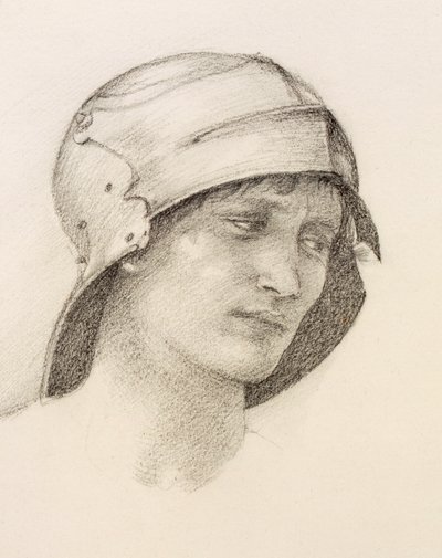 Mulher de chapéu, detalhe de um caderno de desenho, década de 1880. de Sir Edward Burne Jones