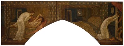 Cupido e Psique - Murais Verdes do Palácio - Psique segurando a lâmpada olha para o rosto de..., 1881. de Sir Edward Coley Burne Jones