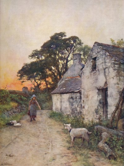 Village Lane, Gales do Sul, final do século XIX e início do século XX. de Sir Ernest Albert Waterlow
