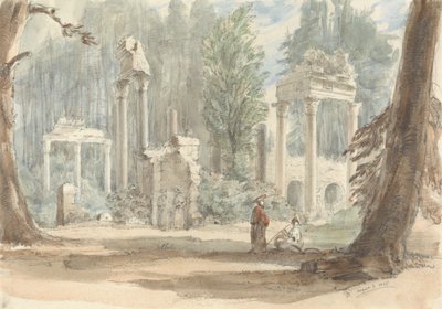 As Ruínas de Leptis Magna tal como apareceram no Parque Real na Água da Virgínia de Sir George Hayter