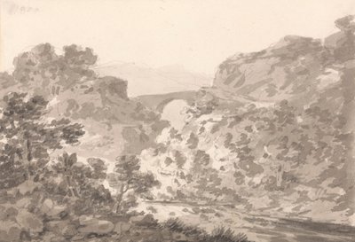 Ponte sobre a Ribeira, País de Gales do Norte de Sir George Howland Beaumont seventh Baronet