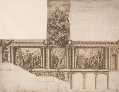 Desenho para paredes de tecto e escadarias de Sir James Thornhill