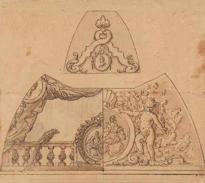 Desenho para uma decoração de tecto (com um papagaio) de Sir James Thornhill