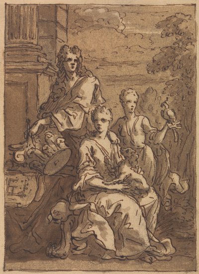 Desenho para um retrato de um arquitecto ou de um pintor de Sir James Thornhill