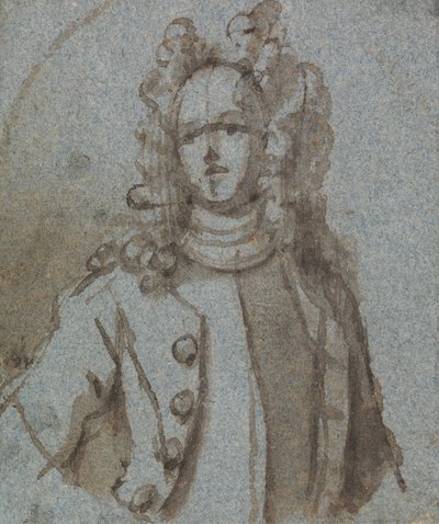 Retrato de um homem que usa uma peruca de fundo cheio de Sir James Thornhill