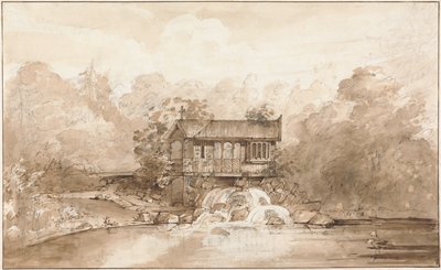 Design para o Hermitage, Virginia Water (caneta e tinta marrom sobre grafite com tinta no papel) de Sir Jeffry Wyatville