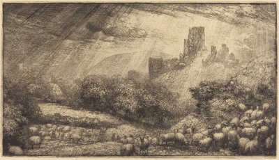 Castelo de Corfe: Efeito da luz do sol após a chuva de Sir John Charles Robinson