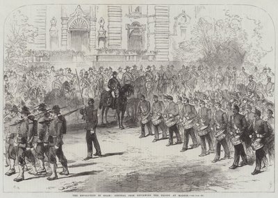 A Revolução na Espanha, General Prim revisando as tropas em Madri de Sir John Charles Robinson