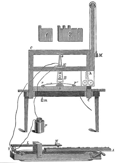 Morses first telegraph, 1837 c1900 de Sir John Gilbert