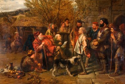 Sir John Falstaff revisando seu regimento esfarrapado, 1858. de Sir John Gilbert