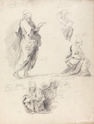 Folha de Estudos de Figuras da Disputa de Rafael (com inscrição em folha separada) de Sir Joshua Reynolds