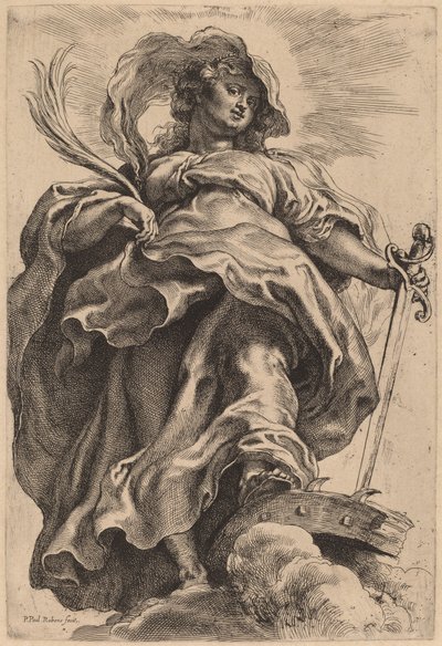 Santa Catarina nas Nuvens de Sir Peter Paul Rubens