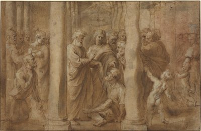 O Milagre do Coxo Curado por São Pedro e São João de Sir Peter Paul Rubens over Anonymous Italian after Parmigianino after Raphael