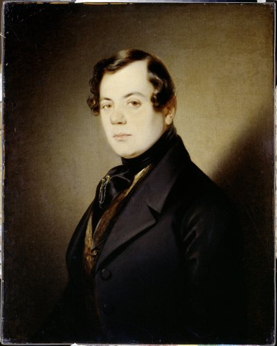 Retrato do poeta Vladimir Grigorievitch Benediktov (1807-1873) (Retrato do poeta Vladimir G. Benediktov) - Peinture de Sandor Kozina (1808-1873), huile sur toile (67x54 cm), vers 1840 - A. Pushkin Memorial Museum, St Petersburg (Russie) de Sándor Kozina
