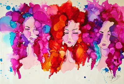 Mulheres coloridas e esvoaçantes de Sofia Toborg