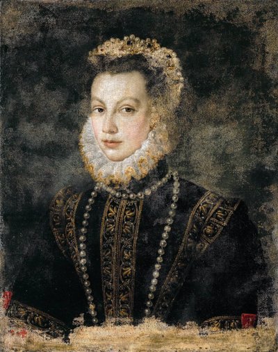 Elisabeth de France (Isabelle de Valois, Isabel de la Paz) - Elisabeth de Valois (1545-1568), Rainha de Espanha - Sofonisba Anguissola (c. 1532-1625). Óleo sobre tela, c. 1599. Dimensão : 68x54 cm. Museu de História de Arte, Vienne de Sofonisba Anguissola