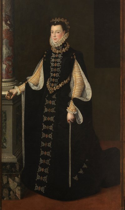 Espanhol: Isabel de Valois sosteniendo un retrato de Felipe II Retrato de Isabel de Valois segurando um retrato de Felipe II de Sofonisba Anguissola