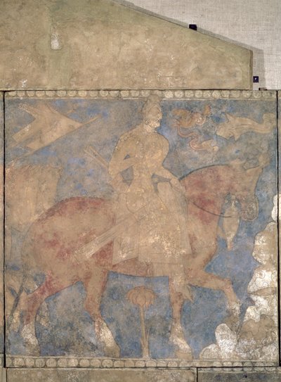 O heróico Rustam, de Penjikent, primeira metade do século VIII (pintura de parede sobre gesso) de Soghdian
