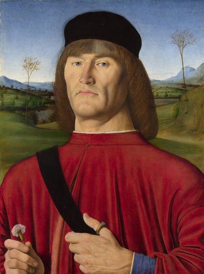 Um homem com uma rosa, c. 1495 de Solari
