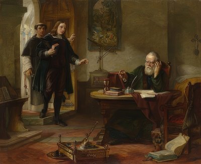 John Milton visitando Galileu Galilei. 1847 de Solomon Alexander Hart