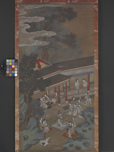 A Revel In The Han Palace, data desconhecida (tinta, cor e ouro sobre papel) de Songnian Liu