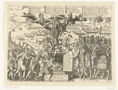 Reprodução de desenhos animados sobre a estátua de Alva, 1571 de Sons, and Stewart, G. Waterston