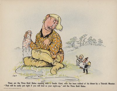 Ilustração para "Further Doings of the Three Bold Babes" (litografia a cores) de Sophia Rosamond Praeger