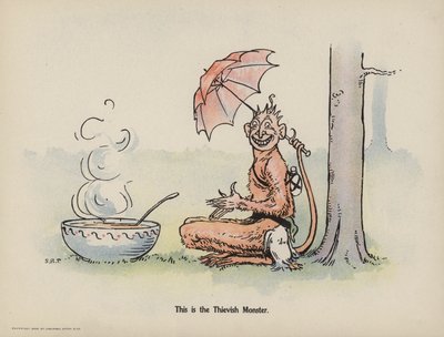 Ilustração para "Further Doings of the Three Bold Babes" (litografia a cores) de Sophia Rosamond Praeger