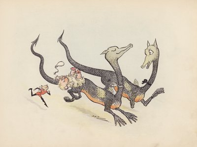 Ilustração para "Little Twin Dragons" de S Rosamond Praeger (litografia a cores) de Sophia Rosamond Praeger