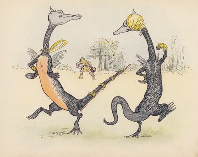 Ilustração para "Little Twin Dragons" de S Rosamond Praeger (litografia a cores) de Sophia Rosamond Praeger