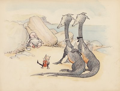 Ilustração para "Little Twin Dragons" de S Rosamond Praeger (litografia a cores) de Sophia Rosamond Praeger