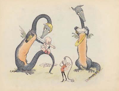 Ilustração para "Little Twin Dragons" de S Rosamond Praeger (litografia a cores) de Sophia Rosamond Praeger