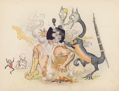 Ilustração para "Little Twin Dragons" de S Rosamond Praeger (litografia a cores) de Sophia Rosamond Praeger