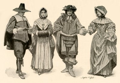 Roupas durante o período de 1620-1670, 1903, 1937. de Sophie B. Steel