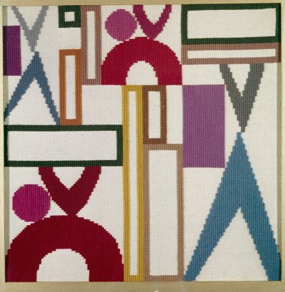 Composição com partes de triângulos, retângulos e anéis de Sophie Taeuber Arp