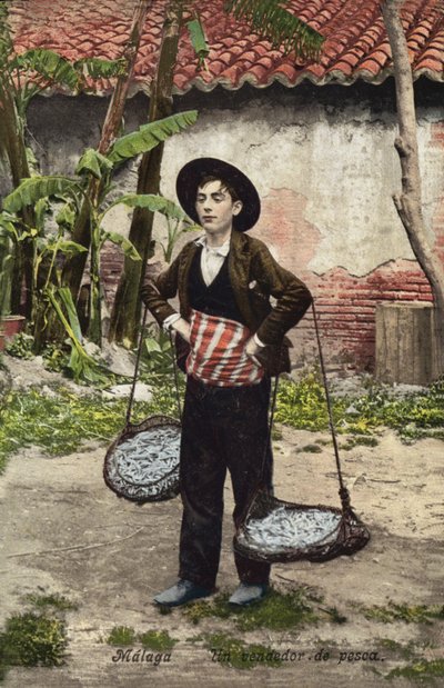 Vendedor de peixe, Málaga, Espanha (fotografia a cores) de Spanish Photographer