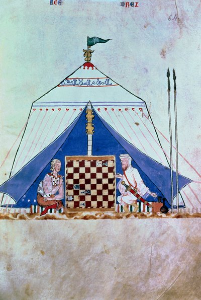 Um mouro e um cristão jogando xadrez numa tenda, do 