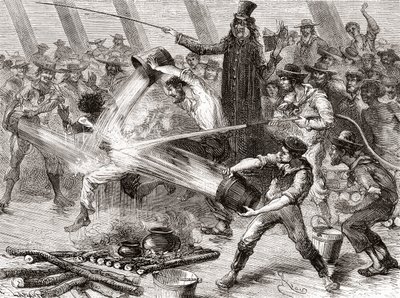 Uma linha cruzando a cerimônia a bordo do Simon Bolivar de Spanish School