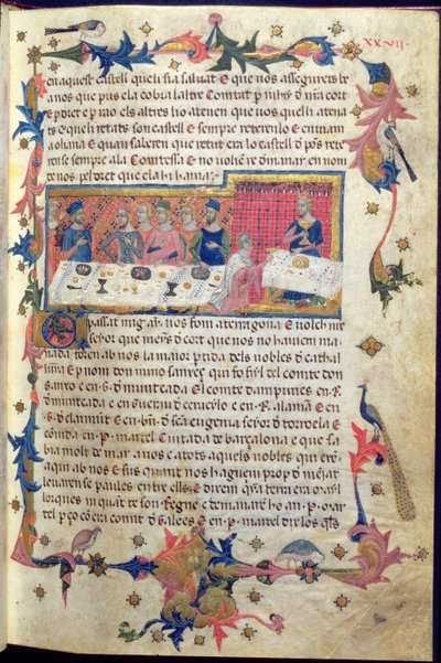 Banquete dado pelo padre Martell para James I (1208-76) em Tarragona em 1228 em que a conquista das Ilhas Baleares foi acordada, de 