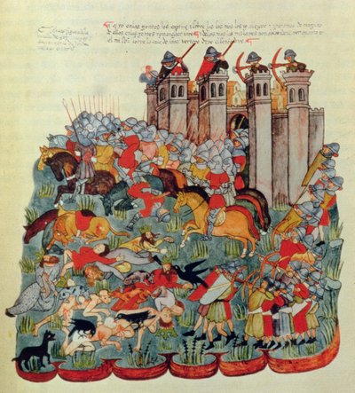 Cena de batalha, da Biblia de la Casa de Alba de Spanish School