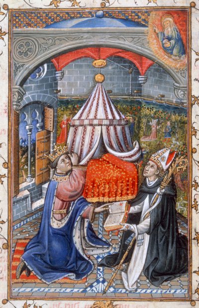 Devoções pela manhã e à noite, do Livro de Oração de Afonso V de Aragão, 1442 (tempera sobre velino) de Spanish School