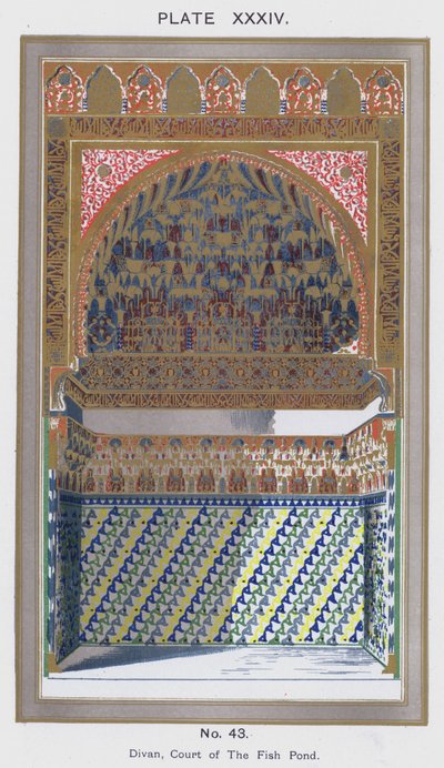 Divan, Court of The Fish Pond (cor litho) de Spanish School