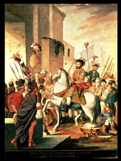Entrada do Exército Triunfante das Cortes em Tlaxcala após a Vitória de Otumba de Spanish School
