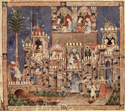 Fol.13v Jogos e entretenimento dos troianos, do Codex Benito Santa Mora de Spanish School