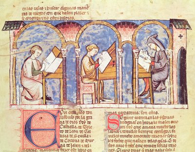Fol.1v Games Table Makers, do Livro de Jogos, Xadrez, Dados e Placas, 1282 de Spanish School