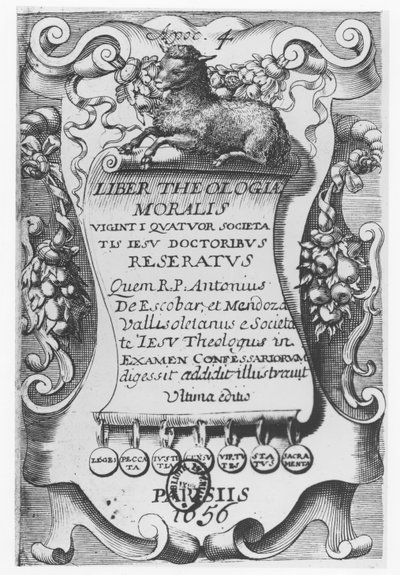 frontispício do livro de Teologia, de Antonio Escobar y Mendoza, 1656 de Spanish School